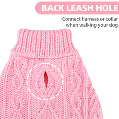 PUPTECK dog sweater pink stretchy neckband ensures comfortable slip-on fit.