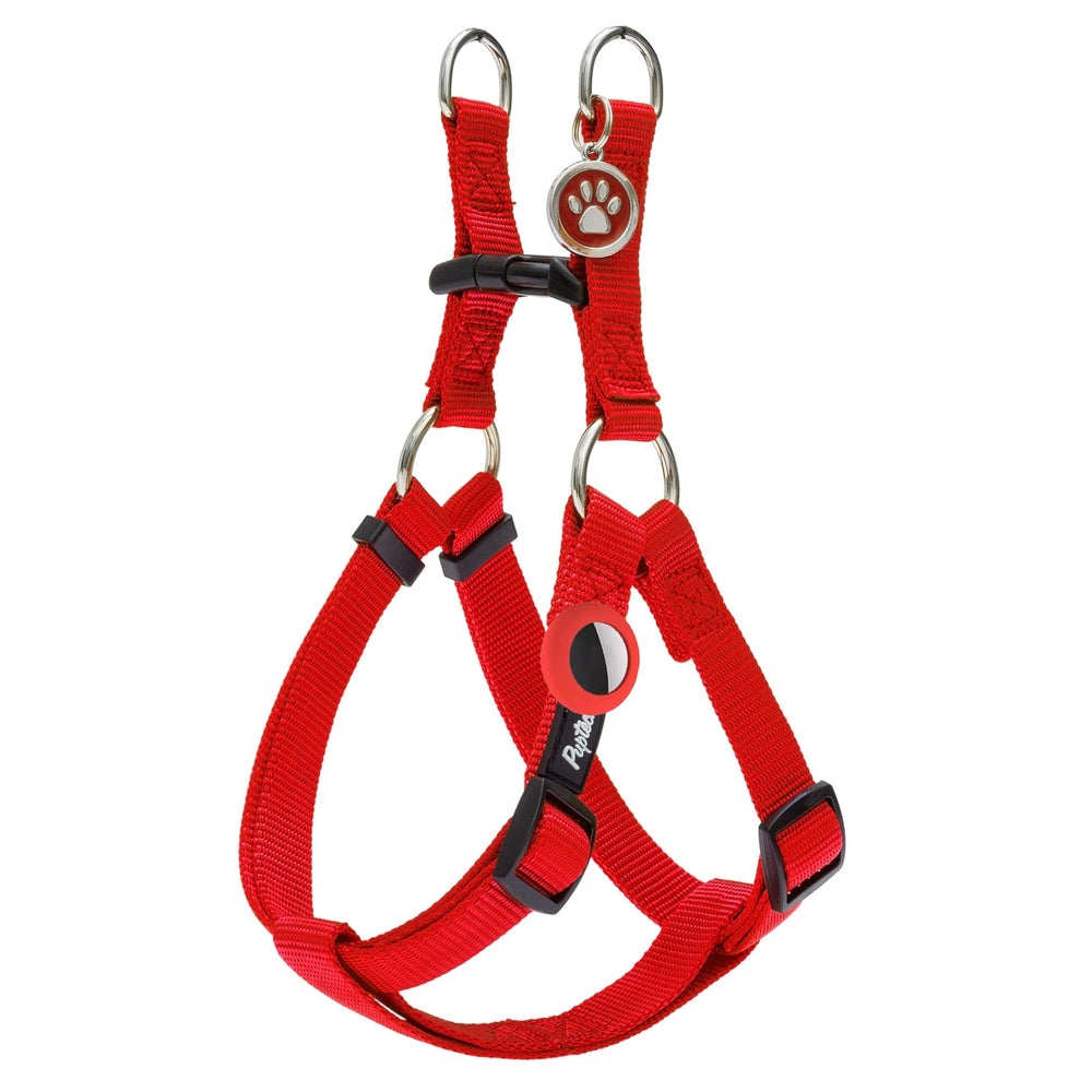 PUPTECK no-pull harness in red with step-in front view for gentle control