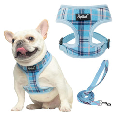 PUPTECK soft mesh harness light blue size S front view for all-day comfort