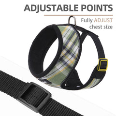 PUPTECK soft-mesh harness side view highlights stylish plaid design for outings