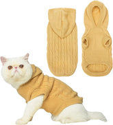 PUPTECK winter sweater cream front view shows cozy warmth for small pets.