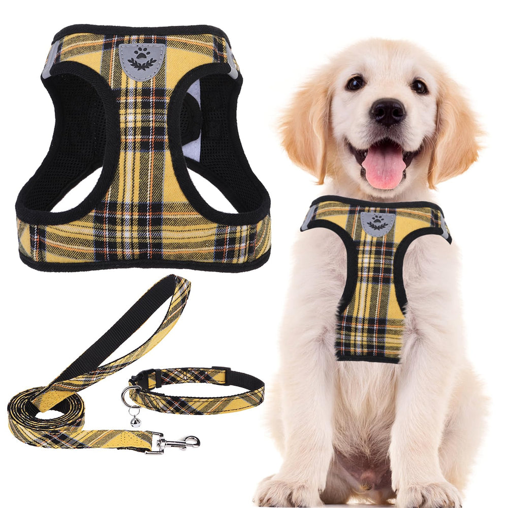 PUPTECK adjustable dog harness front view in yellow for safe walks