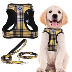 PUPTECK adjustable dog harness front view in yellow for safe walks