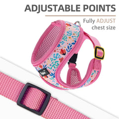 Puptech matching leash pink floral attachment highlights coordinated, secure control during walks.