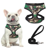 PUPTECK soft mesh harness camouflage front view for lightweight daily walks and comfort.