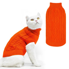 PUPTECK Winter Cat Sweater Coat front view keeps your pet warm and stylish