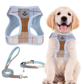PUPTECK adjustable dog harness blue-brown-xs front view highlights daily comfort