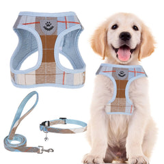 PUPTECK adjustable dog harness blue-brown-xs front view highlights daily comfort