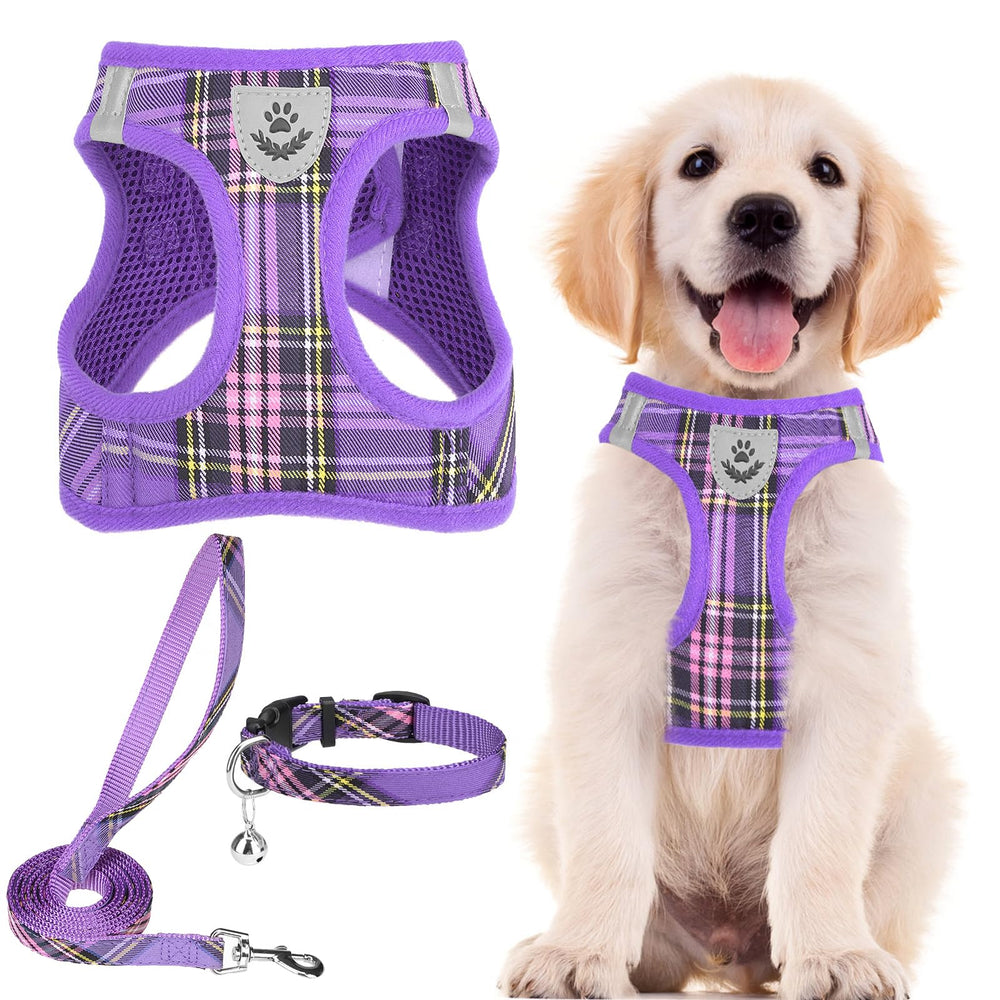 PUPTECK adjustable dog harness purple XL front view showing comfortable fit
