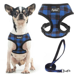 PUPTECK arnés de malla suave Navy XS visto de frente, cómodo para paseos diarios.
