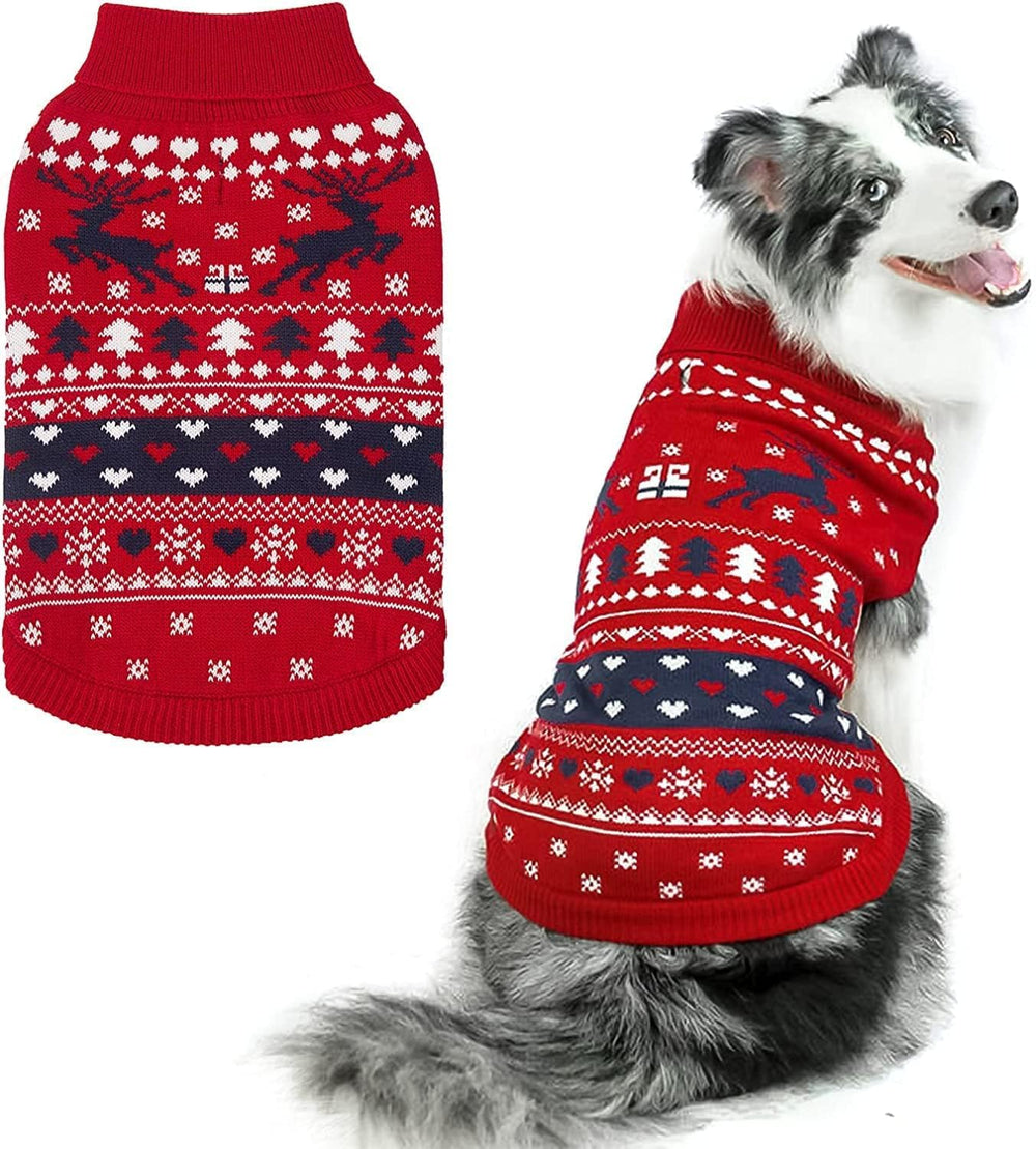 PUPTECK red-tree-snowflake Christmas dog sweater for festive walks