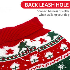 PUPTECK Christmas dog sweater red design with tree and snowflake for seasonal style.