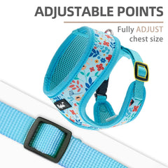 PUPTECK diseño floral arnés para paseos diarios, ligero y cómodo.