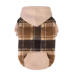PUPTECK dog hoodie back view shows warm lambswool for chilly walks.