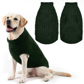 PUPTECK deep green dog sweater front view showing cozy knit warmth