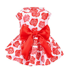 PUPTECK Rose dog wedding dress front view for wedding photos