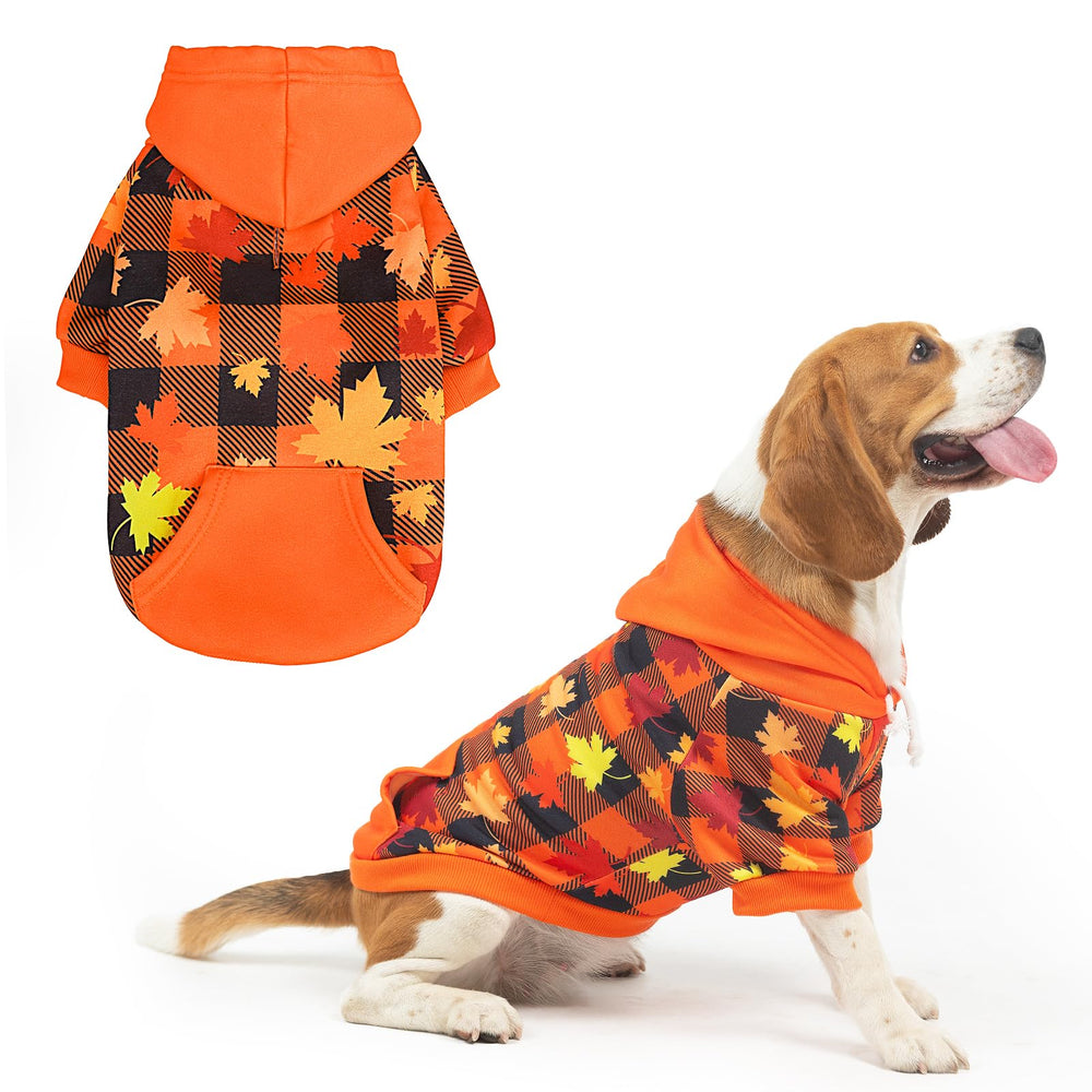 PUPTECK fall-winter hoodie with pocket design keeps dogs warm during chilly walks.