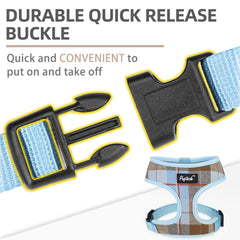 PUPTECK plaid pattern detail on harness; stylish and timeless design.