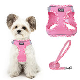 PUPTECK pink no-pull harness, step-in front view, for comfortable walks