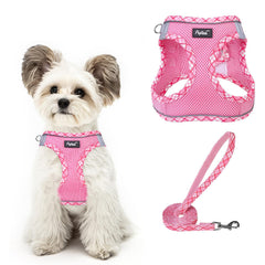 PUPTECK pink no-pull harness, step-in front view, for comfortable walks