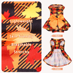 PUPTECK plaid dress on dog image highlighting lightweight fabric.