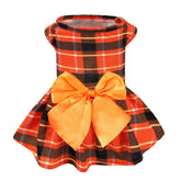 PUPTECK plaid fall dog dress front view on a pet for autumn outings