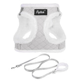PUPTECK Plush dog harness front view, breathable mesh keeps fur dry for outdoor walks