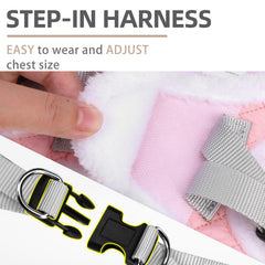 PUPTECK Plush harness features reflective night safety strips for visibility.