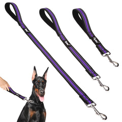PUPTECK reflective short leash 3-pack in purple for versatile daily walks.