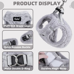 PUPTECK harness showing reflective strips for safer night walks.