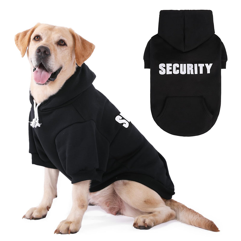 PUPTECK Security Dog Hoodie back view shows durable print for everyday wear
