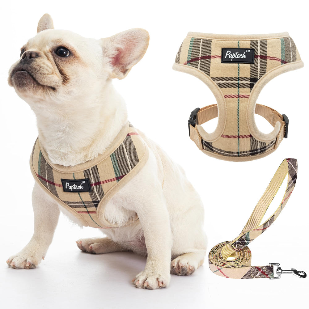 PUPTECK soft mesh harness in beige for comfortable all-day wear