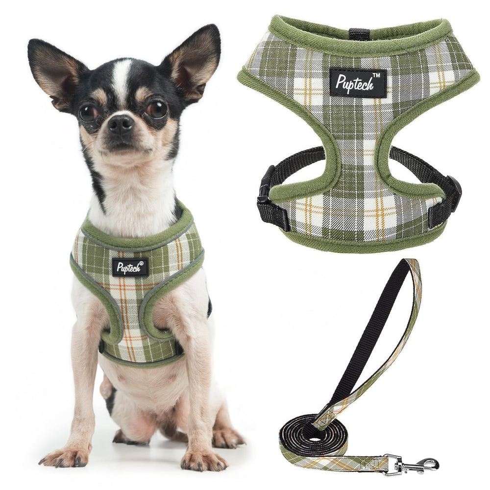 PUPTECK soft mesh harness plaid pattern for comfortable everyday walks