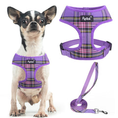 PUPTECK soft mesh harness plaid pattern for stylish daily walks