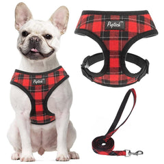 PUPTECK soft mesh harness red-black front view for comfortable daily walks