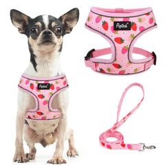 PUPTECK soft mesh harness strawberry pink for comfortable daily walks