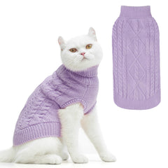 PUPTECK winter cat sweater coat front view keeps cats warm on cold outdoor walks.