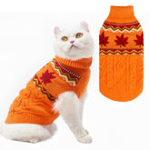 PUPTECK winter cat sweater coat worn on a cat for cozy warmth.