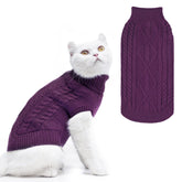 PUPTECK winter cat sweater coat front view keeps small pets warm during chilly outings.