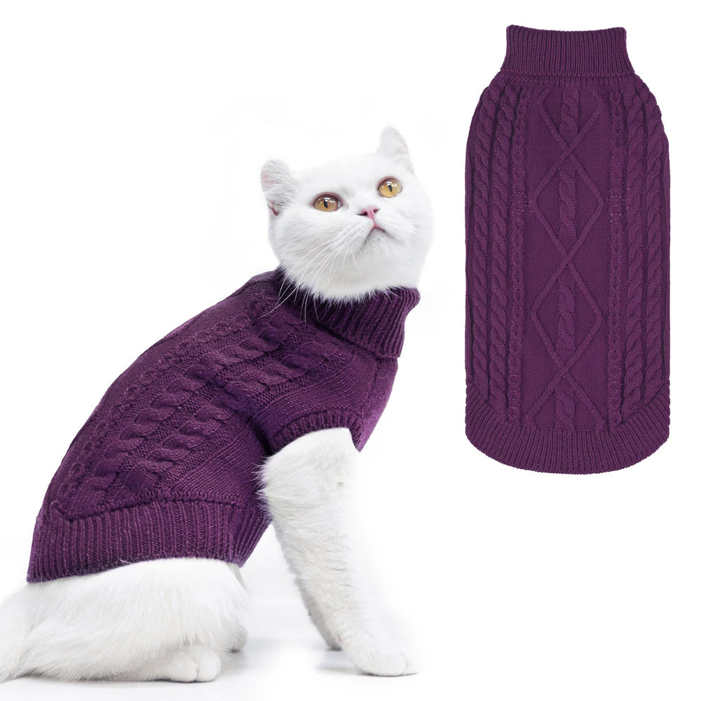 PUPTECK winter cat sweater front view keeps kittens warm during outdoor strolls.