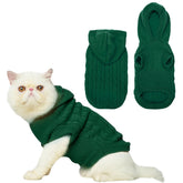 PUPTECK winter sweater coat green, front view shows cozy warmth for small pets
