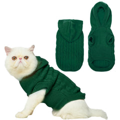 PUPTECK winter sweater coat green, front view shows cozy warmth for small pets