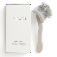 Pupwell Slicker Brush dense pins close-up for matting prevention and smooth coats.