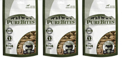 PureBites beef liver freeze-dried dog treats bag showcasing single-ingredient nutrition for all dogs.