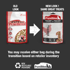 PureBites chicken breast close-up highlights pure protein for canine nutrition.
