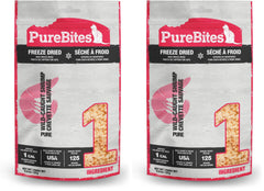 PureBites two-pack shrimp freeze-dried cat treats for training rewards and portion control.