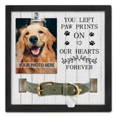 PureFly pet memorial frame close-up shows paw-prints engraving for lasting remembrance.