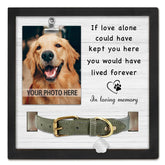 PUREFLY pet memorial frame with dog collar holder preserves a cherished dog keepsake.