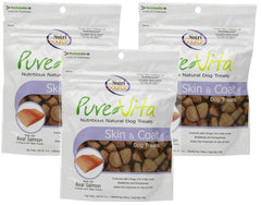 PureVita Skin & Coat dog treats with real salmon for shiny coat and healthy skin.