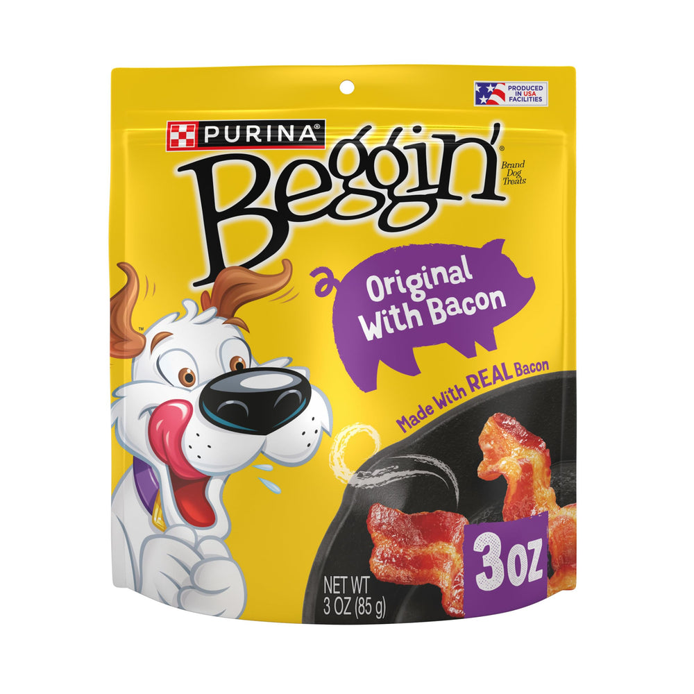 Purina Beggin' Strips original bacon pack-6 offers quick rewards with easy tearing.